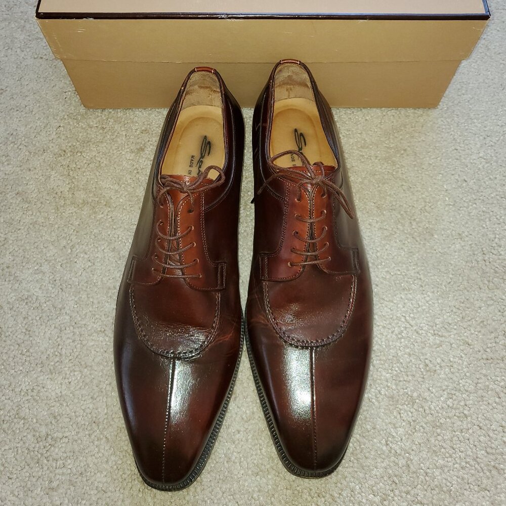 SANTONI Burgandy Brown Leather Shoe 9.5